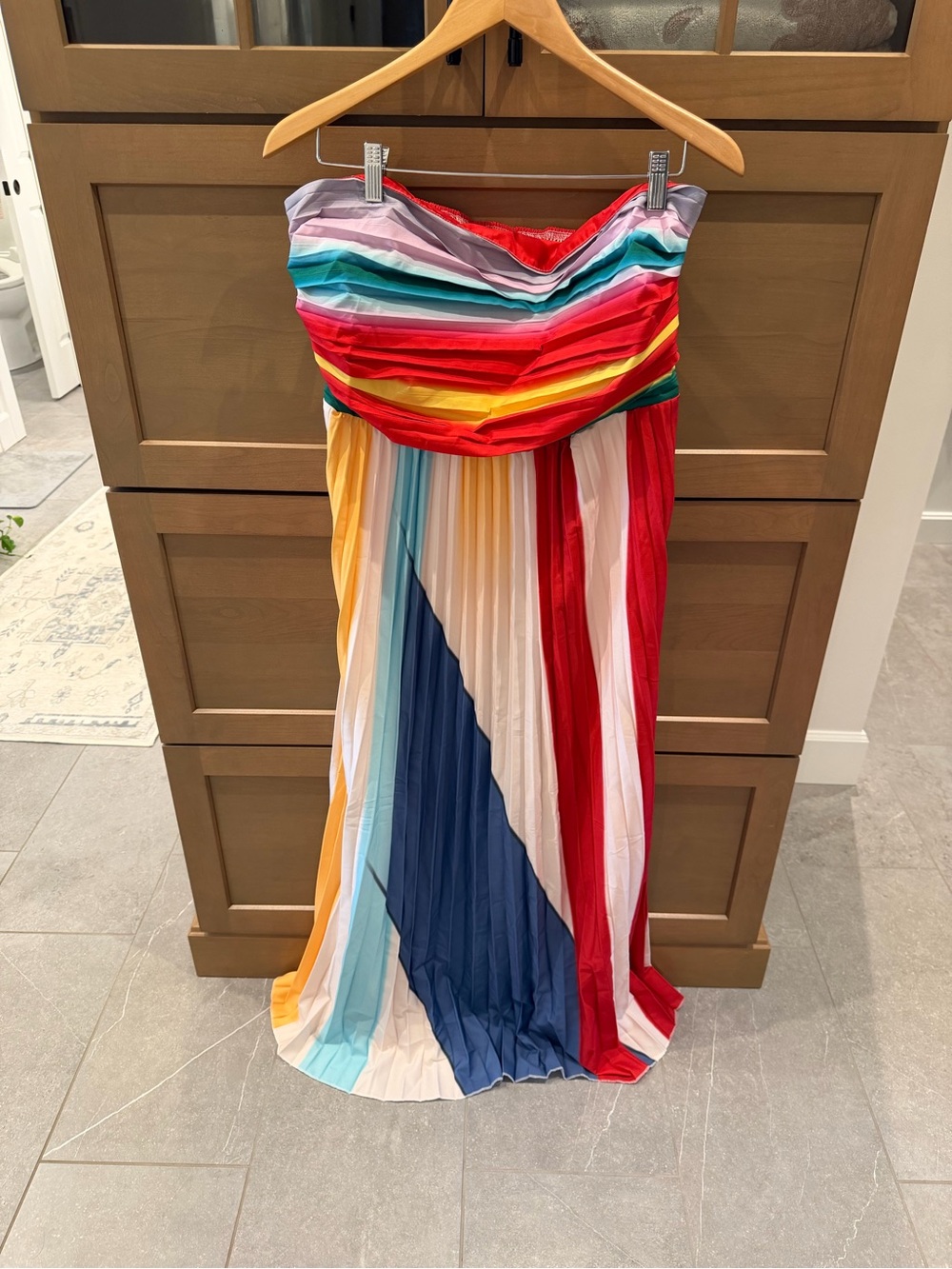Multicolor Stripe Strapless Maxi Dress